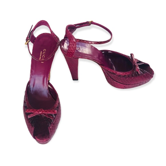 GUCCI Python Leather Platform Sandals - Picture 7 of 7